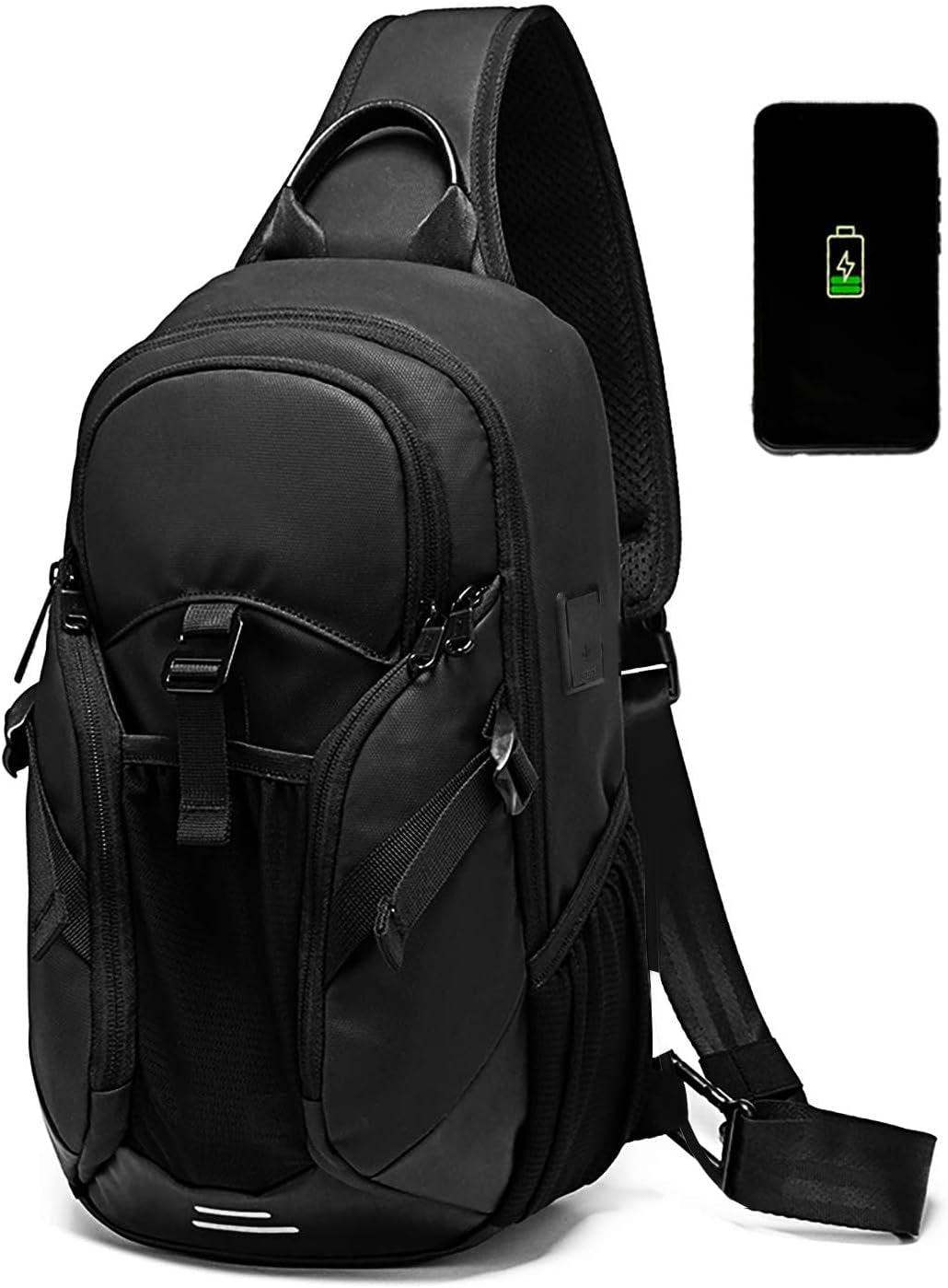 JUMO CYLY Water-Resistant Sling Bag for Men, USB Crossbody Backpack Casual Mens Shoulder Bag